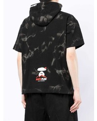 schwarzes Mit Batikmuster T-Shirt mit einem Rundhalsausschnitt von AAPE BY A BATHING APE