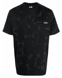 schwarzes Mit Batikmuster T-Shirt mit einem Rundhalsausschnitt von Ader Error