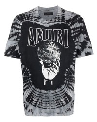 schwarzes Mit Batikmuster T-Shirt mit einem Rundhalsausschnitt von Amiri