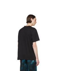 schwarzes Mit Batikmuster T-Shirt mit einem Rundhalsausschnitt von MSGM