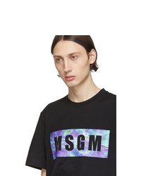 schwarzes Mit Batikmuster T-Shirt mit einem Rundhalsausschnitt von MSGM