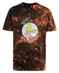 schwarzes Mit Batikmuster T-Shirt mit einem Rundhalsausschnitt von Blood Brother
