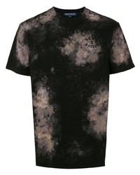 schwarzes Mit Batikmuster T-Shirt mit einem Rundhalsausschnitt von BornxRaised