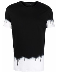 schwarzes Mit Batikmuster T-Shirt mit einem Rundhalsausschnitt von Daniele Alessandrini