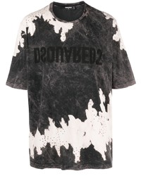 schwarzes Mit Batikmuster T-Shirt mit einem Rundhalsausschnitt von DSQUARED2