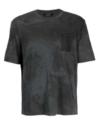 schwarzes Mit Batikmuster T-Shirt mit einem Rundhalsausschnitt von Ea7 Emporio Armani