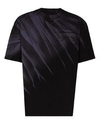 schwarzes Mit Batikmuster T-Shirt mit einem Rundhalsausschnitt von Feng Chen Wang