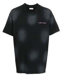 schwarzes Mit Batikmuster T-Shirt mit einem Rundhalsausschnitt von Flaneur Homme