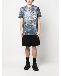 schwarzes Mit Batikmuster T-Shirt mit einem Rundhalsausschnitt von Philipp Plein