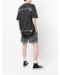 schwarzes Mit Batikmuster T-Shirt mit einem Rundhalsausschnitt von Izzue