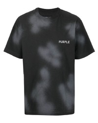 schwarzes Mit Batikmuster T-Shirt mit einem Rundhalsausschnitt von purple brand