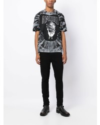 schwarzes Mit Batikmuster T-Shirt mit einem Rundhalsausschnitt von Amiri