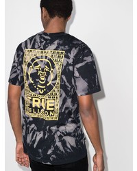 schwarzes Mit Batikmuster T-Shirt mit einem Rundhalsausschnitt von True Religion