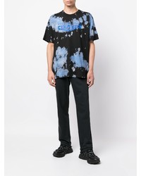 schwarzes Mit Batikmuster T-Shirt mit einem Rundhalsausschnitt von VERSACE JEANS COUTURE