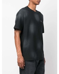 schwarzes Mit Batikmuster T-Shirt mit einem Rundhalsausschnitt von Flaneur Homme