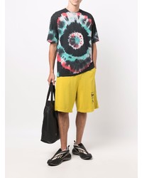 schwarzes Mit Batikmuster T-Shirt mit einem Rundhalsausschnitt von Mauna Kea