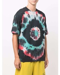 schwarzes Mit Batikmuster T-Shirt mit einem Rundhalsausschnitt von Mauna Kea