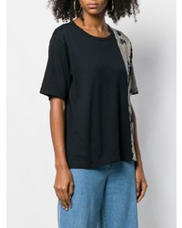 schwarzes Mit Batikmuster T-Shirt mit einem Rundhalsausschnitt von Suzusan