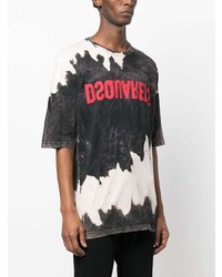 schwarzes Mit Batikmuster T-Shirt mit einem Rundhalsausschnitt von DSQUARED2