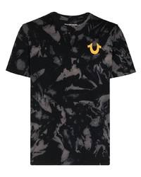 schwarzes Mit Batikmuster T-Shirt mit einem Rundhalsausschnitt von True Religion