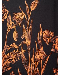 schwarzes T-Shirt mit einem Rundhalsausschnitt mit Blumenmuster von Salvatore Ferragamo