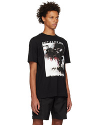 schwarzes T-Shirt mit einem Rundhalsausschnitt mit Blumenmuster von 1017 Alyx 9Sm