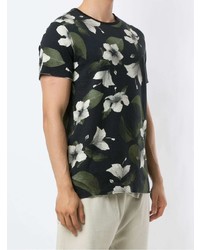schwarzes T-Shirt mit einem Rundhalsausschnitt mit Blumenmuster von OSKLEN