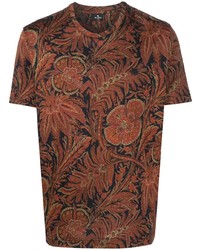 schwarzes T-Shirt mit einem Rundhalsausschnitt mit Blumenmuster von Etro