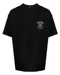 schwarzes T-Shirt mit einem Rundhalsausschnitt mit Blumenmuster von FIVE CM