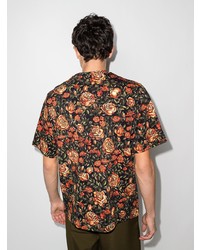 schwarzes T-Shirt mit einem Rundhalsausschnitt mit Blumenmuster von Kenzo