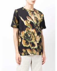 schwarzes T-Shirt mit einem Rundhalsausschnitt mit Blumenmuster von Paul Smith