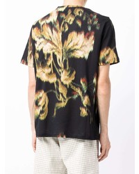 schwarzes T-Shirt mit einem Rundhalsausschnitt mit Blumenmuster von Paul Smith