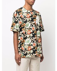 schwarzes T-Shirt mit einem Rundhalsausschnitt mit Blumenmuster von Etro