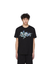 schwarzes T-Shirt mit einem Rundhalsausschnitt mit Blumenmuster von Givenchy
