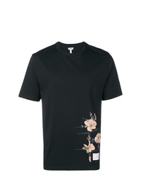 schwarzes T-Shirt mit einem Rundhalsausschnitt mit Blumenmuster von Loewe