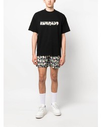 schwarzes T-Shirt mit einem Rundhalsausschnitt mit Blumenmuster von Represent