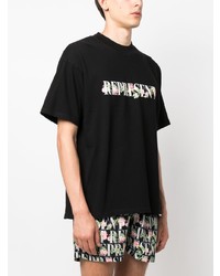 schwarzes T-Shirt mit einem Rundhalsausschnitt mit Blumenmuster von Represent