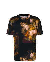 schwarzes T-Shirt mit einem Rundhalsausschnitt mit Blumenmuster von McQ Alexander McQueen