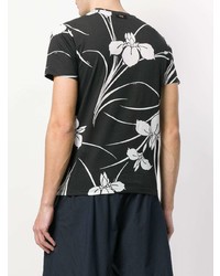 schwarzes T-Shirt mit einem Rundhalsausschnitt mit Blumenmuster von N°21