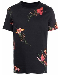 schwarzes T-Shirt mit einem Rundhalsausschnitt mit Blumenmuster von OSKLEN