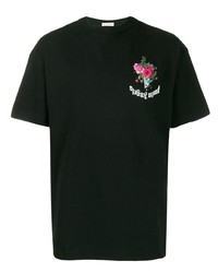 schwarzes T-Shirt mit einem Rundhalsausschnitt mit Blumenmuster von Palm Angels