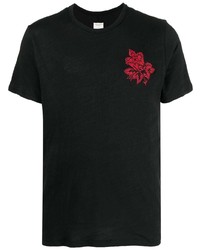 schwarzes T-Shirt mit einem Rundhalsausschnitt mit Blumenmuster von rag & bone