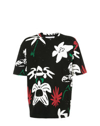 schwarzes T-Shirt mit einem Rundhalsausschnitt mit Blumenmuster von Rochambeau
