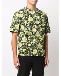 schwarzes T-Shirt mit einem Rundhalsausschnitt mit Blumenmuster von Kenzo