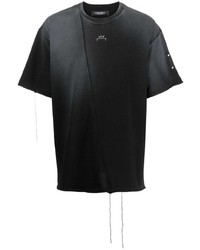schwarzes T-Shirt mit einem Rundhalsausschnitt mit Destroyed-Effekten von A-Cold-Wall*