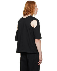 schwarzes T-Shirt mit einem Rundhalsausschnitt mit Destroyed-Effekten von Dion Lee