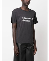 schwarzes T-Shirt mit einem Rundhalsausschnitt mit Destroyed-Effekten von Enfants Riches Deprimes