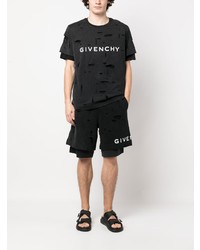 schwarzes T-Shirt mit einem Rundhalsausschnitt mit Destroyed-Effekten von Givenchy