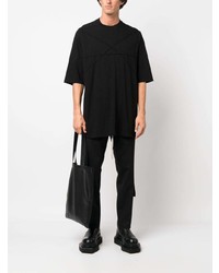 schwarzes T-Shirt mit einem Rundhalsausschnitt mit Flicken von Rick Owens DRKSHDW