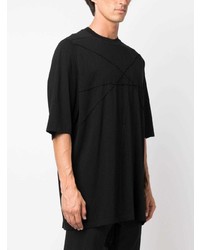 schwarzes T-Shirt mit einem Rundhalsausschnitt mit Flicken von Rick Owens DRKSHDW